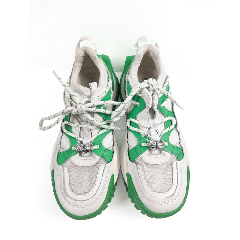 Gianni Bini Green White Chunky Sneakers Rhinestone Accent Women's Size 8